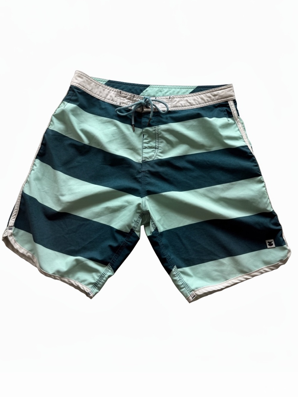 Jetty Men's Striped Mint and Teal Swim Trunks size 34